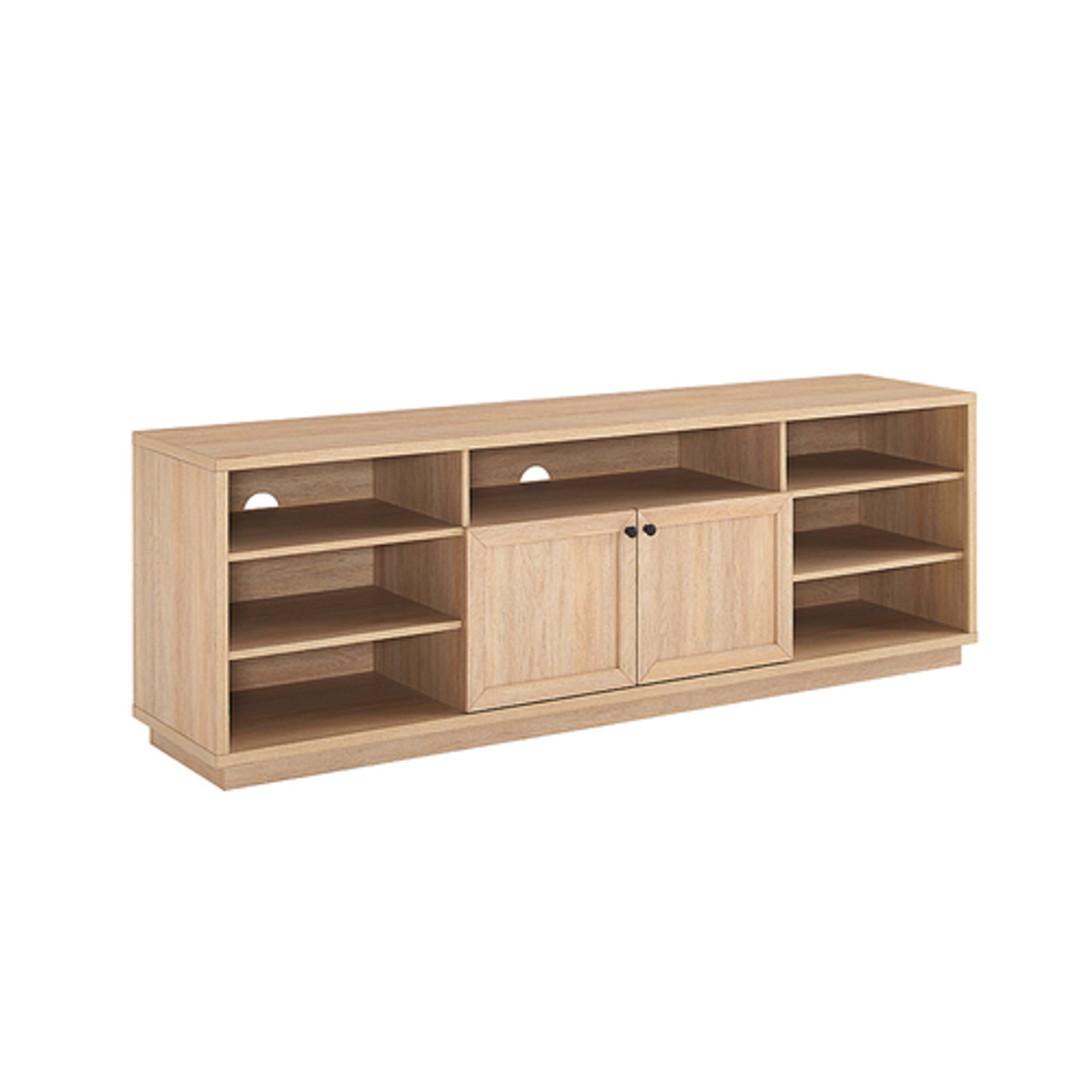 Walker Edison - Transitional Open and Closed-Storage Media Console for TVs up to 75” - Coastal Oak