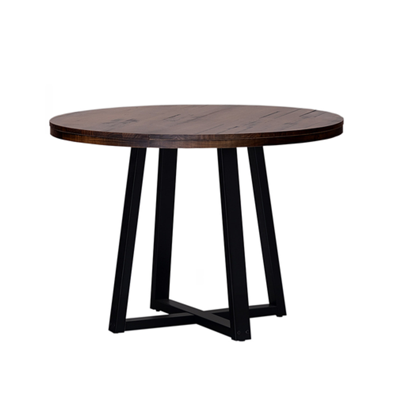 Walker Edison - Rustic Distressed Solid Wood Round Dining Table - Mahogany