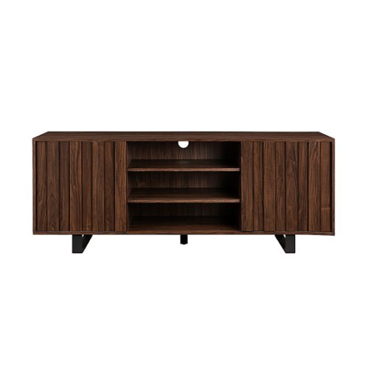 Walker Edison - Modern Paneled-Door TV Cabinet for TVs up to 65” - Dark Walnut