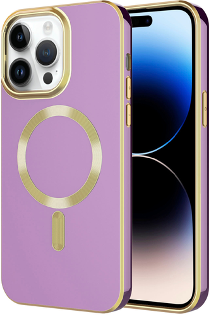 AMPD - Gold Bumper Soft Case with MagSafe for Apple iPhone 14 Pro Max - Lilac Purple