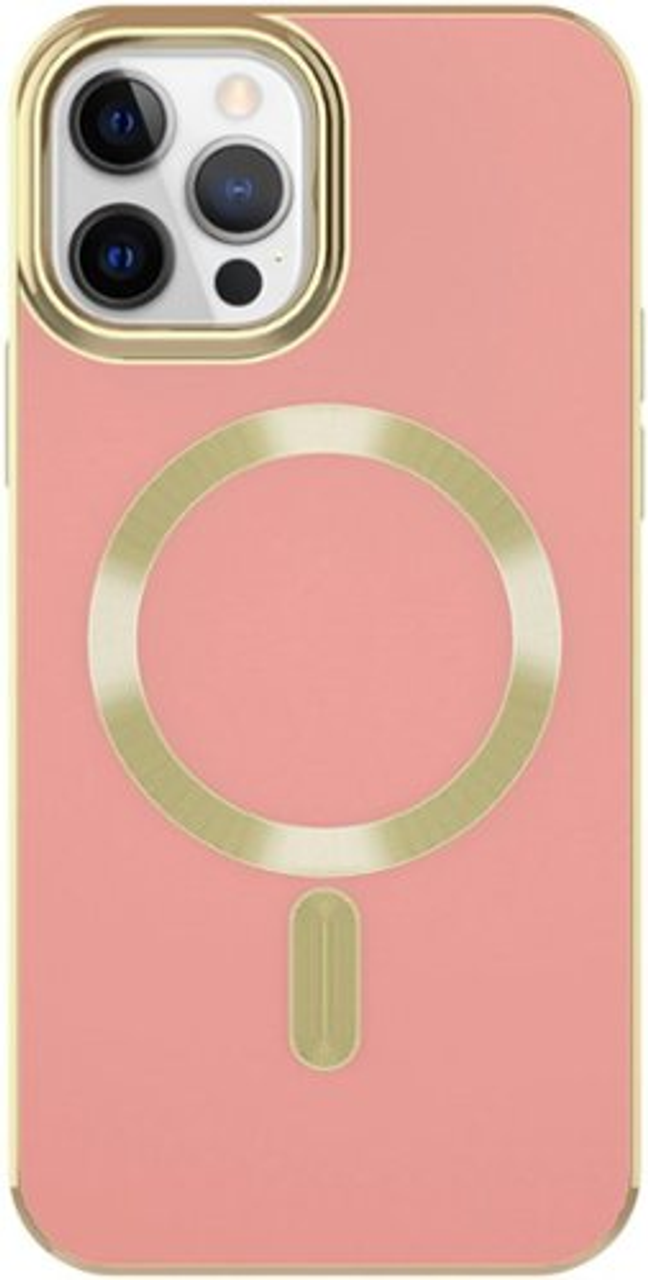 AMPD - Gold Bumper Soft Case with MagSafe for Apple iPhone 12 Pro / iPhone 12 - Light Pink