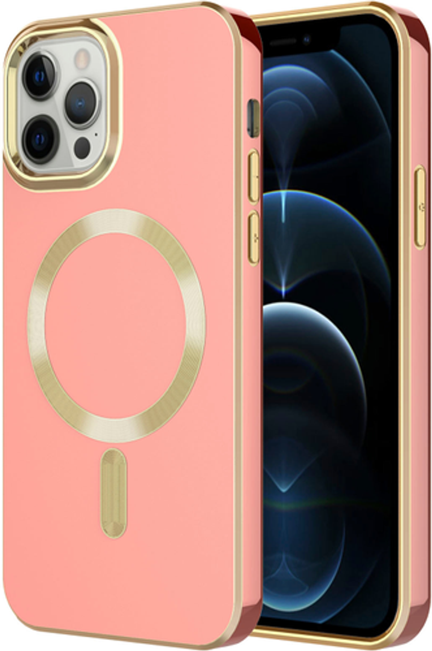 AMPD - Gold Bumper Soft Case with MagSafe for Apple iPhone 12 Pro / iPhone 12 - Light Pink