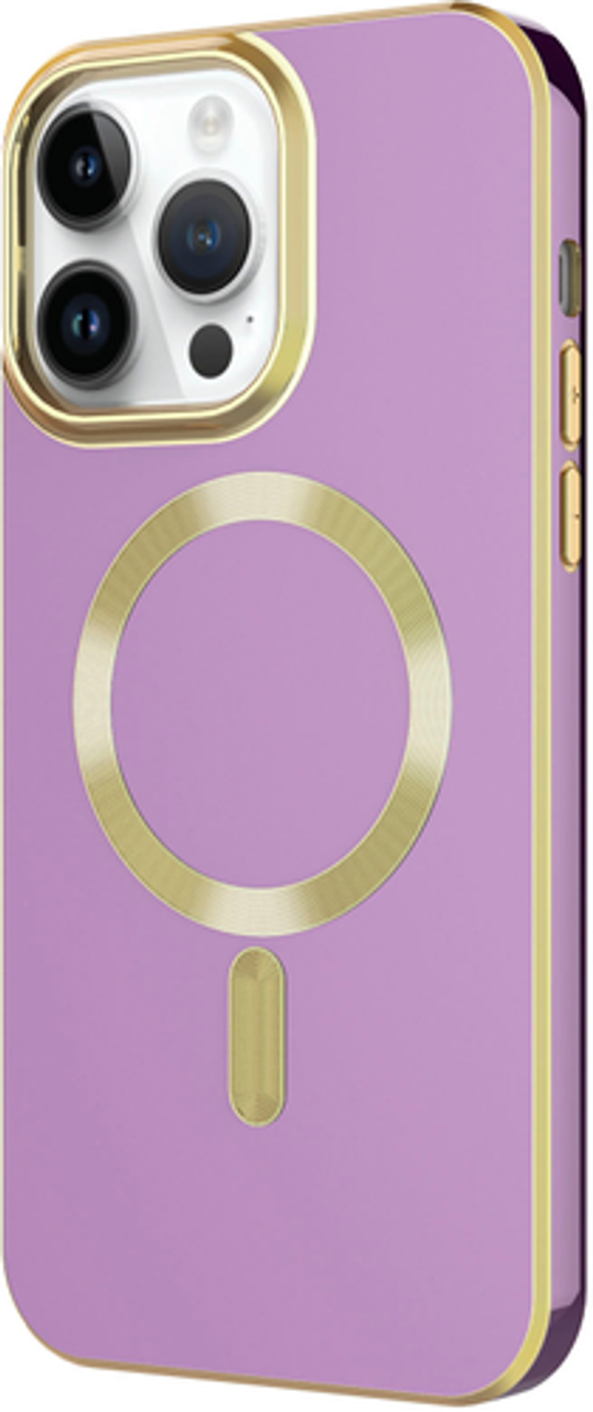 AMPD - Gold Bumper Soft Case with MagSafe for Apple iPhone 14 Pro - Lilac Purple