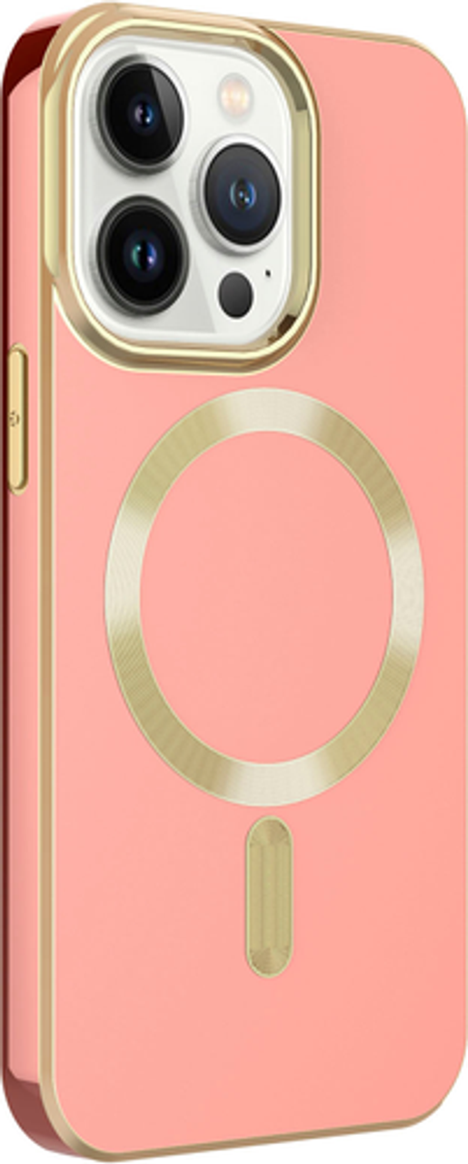 AMPD - Gold Bumper Soft Case with MagSafe for Apple iPhone 13 Pro - Light Pink