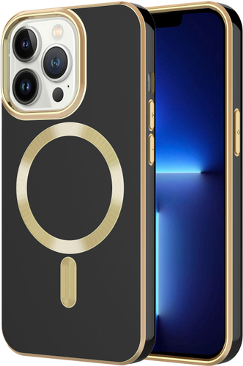 AMPD - Gold Bumper Soft Case with MagSafe for Apple iPhone 13 Pro - Black