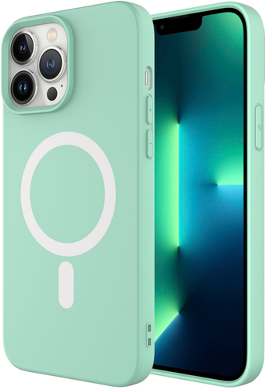 AMPD - Real Feel Soft Case with MagSafe for Apple iPhone 13 Pro - Pastel Green