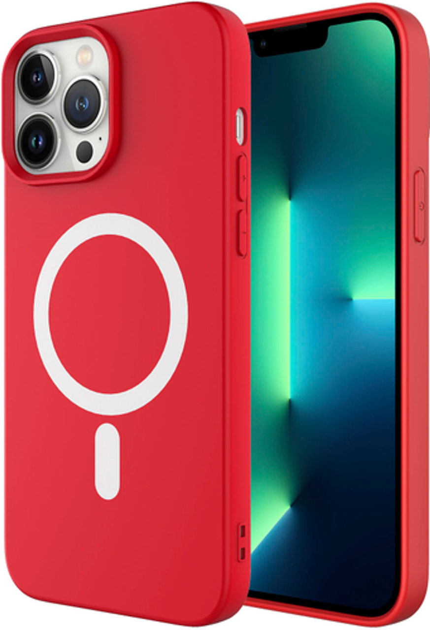 AMPD - Real Feel Soft Case with MagSafe for Apple iPhone 13 Pro - Red