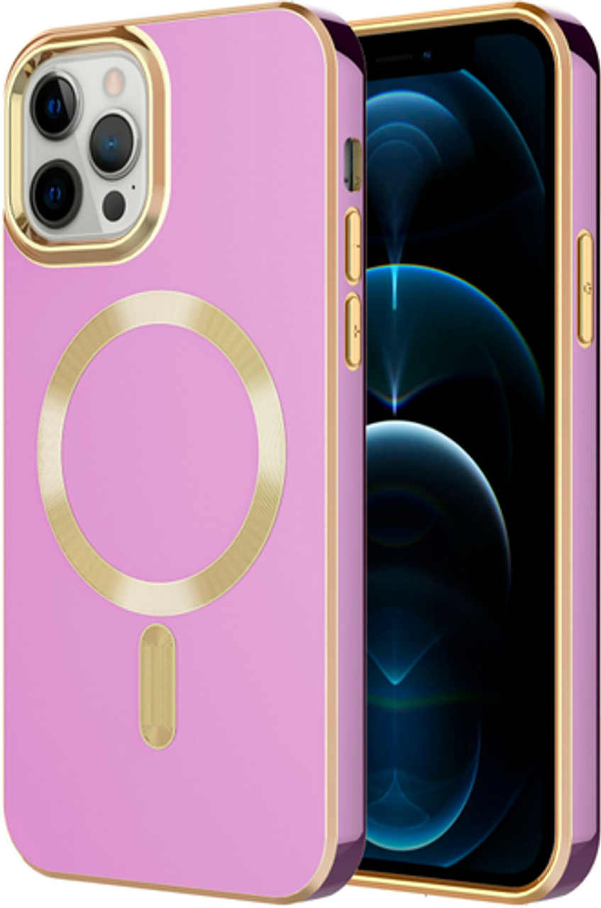 AMPD - Gold Bumper Soft Case with MagSafe for Apple iPhone 12 Pro / iPhone 12 - Lilac Purple