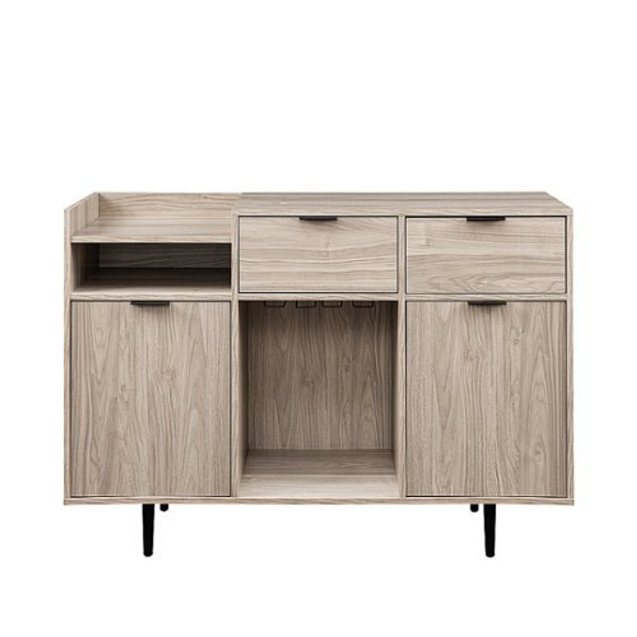 Walker Edison - Modern Open and Closed-Storage Bar Cabinet - Birch