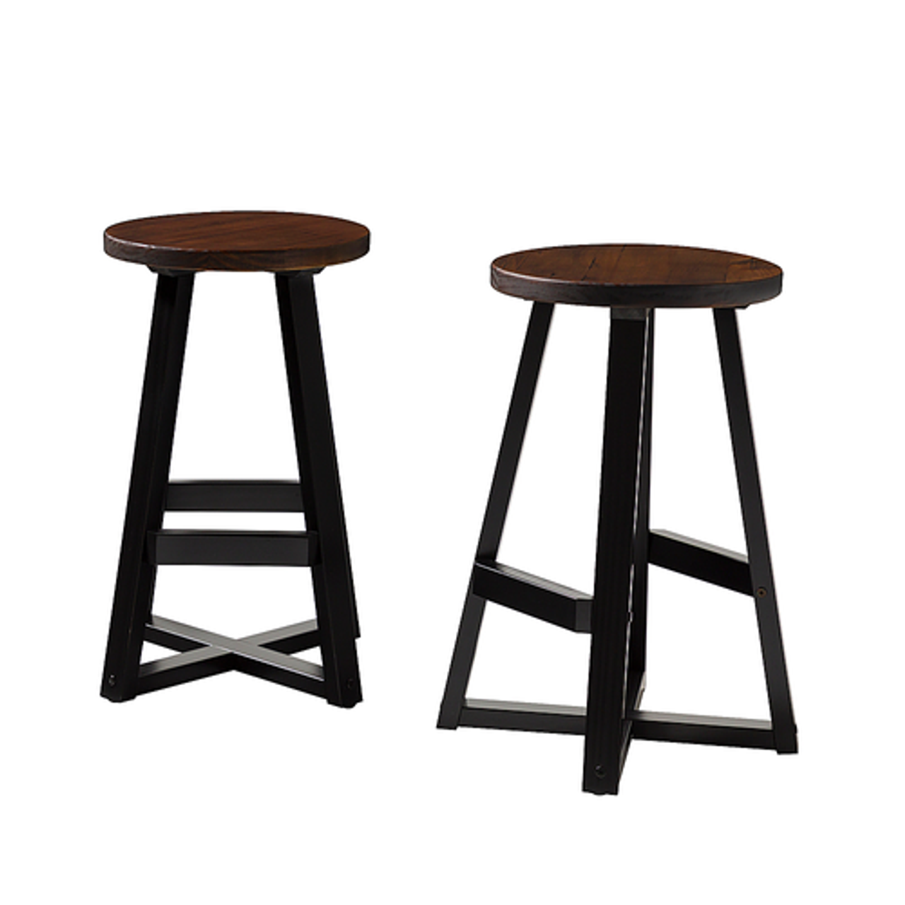 Walker Edison - Rustic Distressed Solid Wood Dining Stool - Mahogany