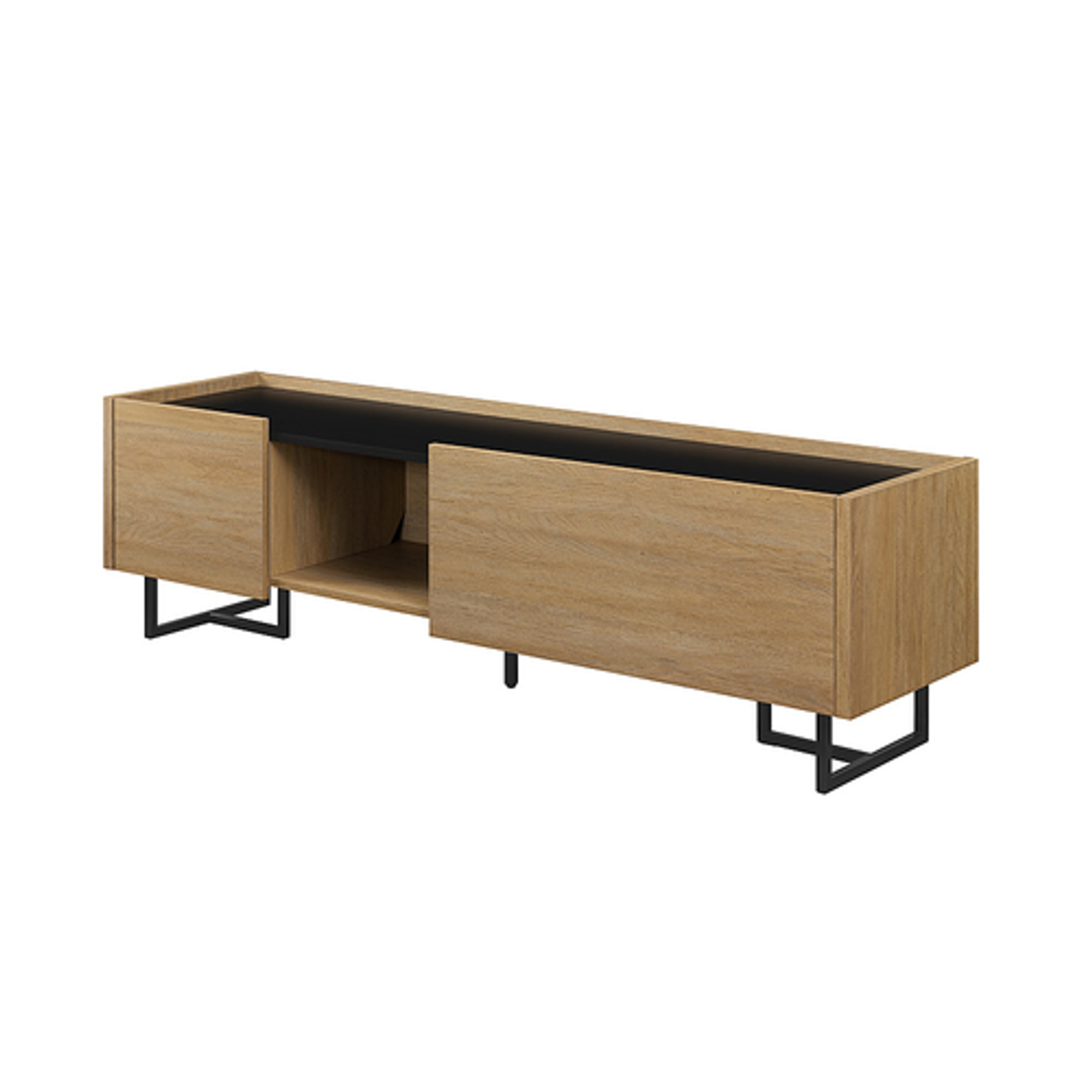 Walker Edison - Contemporary Low TV Stand for TVs up to 65” - Coastal Oak