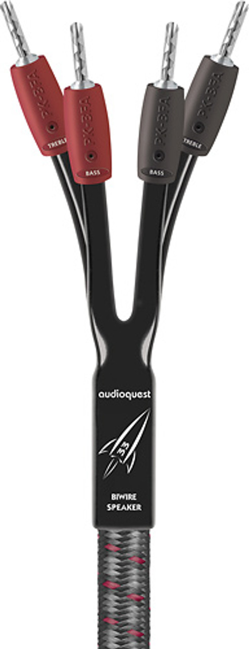 AudioQuest - Rocket 33 15' Speaker Cable (Pair) - Black/Gray/Red Braid