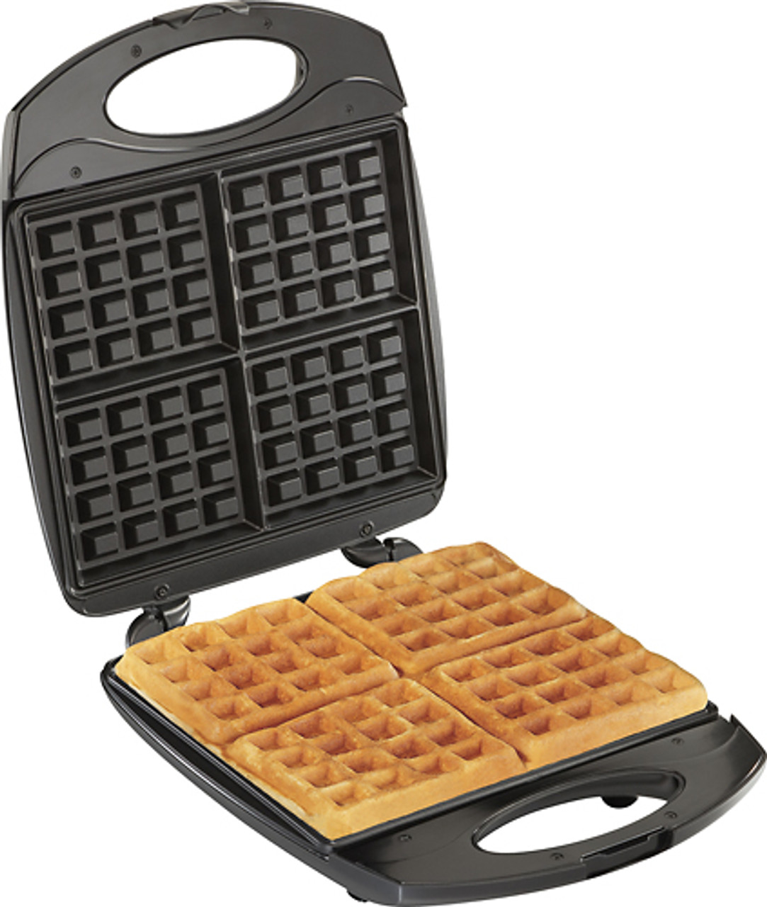 Hamilton Beach - 4-Waffle Belgian-Style Waffle Baker - Black/Stainless-Steel