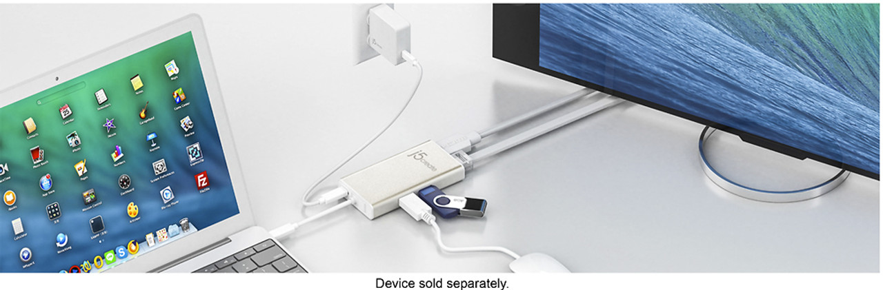 j5create - 2-Port USB 3.0 Hub with HDMI and Gigabit Ethernet USB Type-C Adapter - Silver