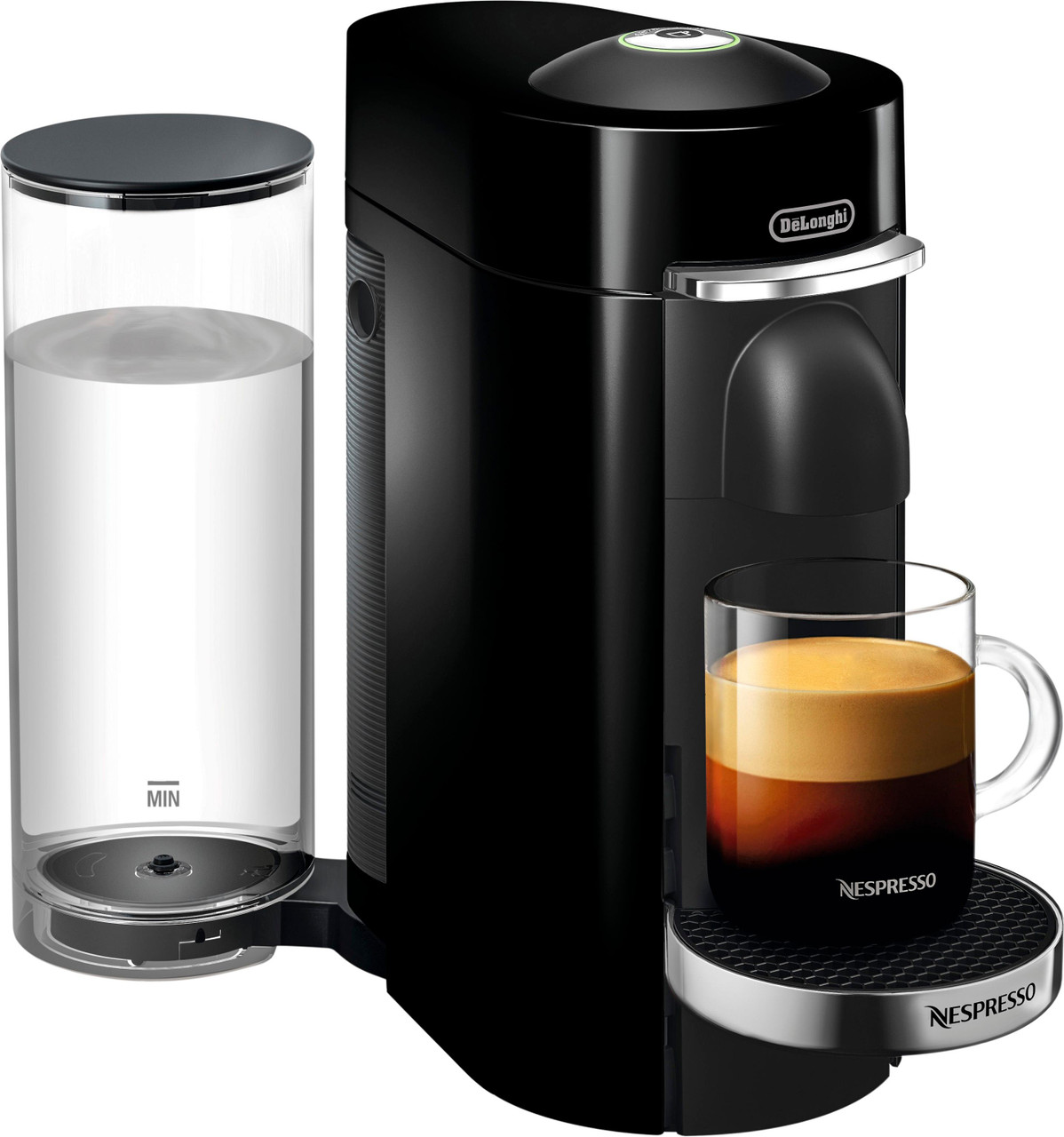 Nespresso - VertuoPlus Deluxe Coffee Maker and Espresso Machine with Aeroccino Milk Frother by DeLonghi - Piano Black