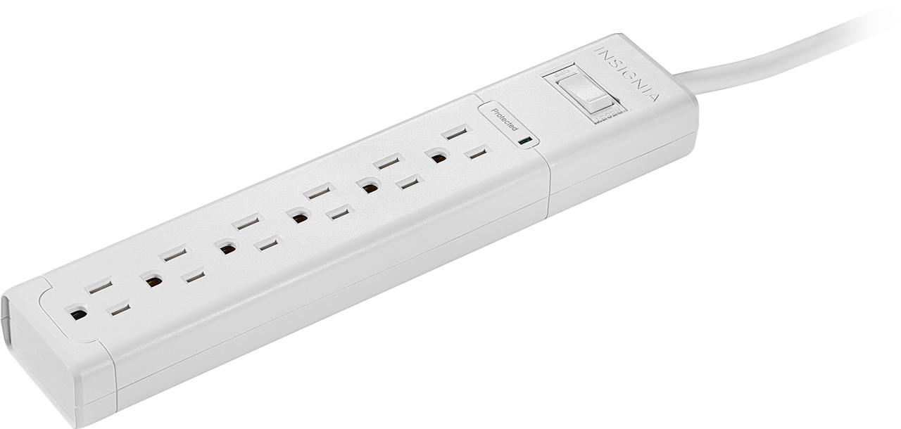 Insignia™ - 6-Outlet Surge Protector with 8' Power Cord - White
