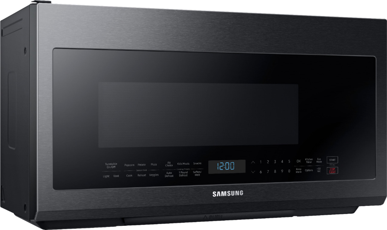 Samsung - 2.1 Cu. Ft. Over-the-Range Microwave - Fingerprint Resistant Black Stainless Steel