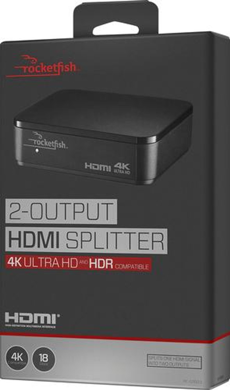 Rocketfish™ - 2-Output HDMI Splitter with 4K and HDR Pass-Through - Black