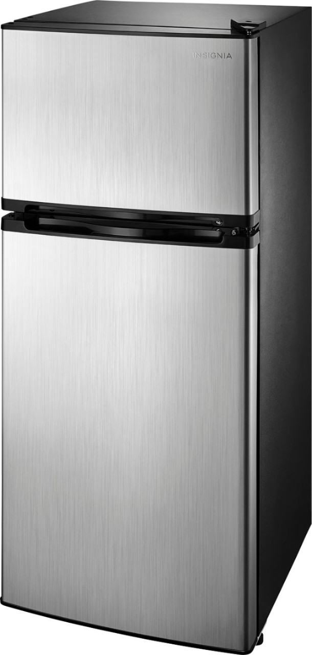 Insignia™ - 4.3 Cu. Ft. Top-Freezer Refrigerator - Stainless steel