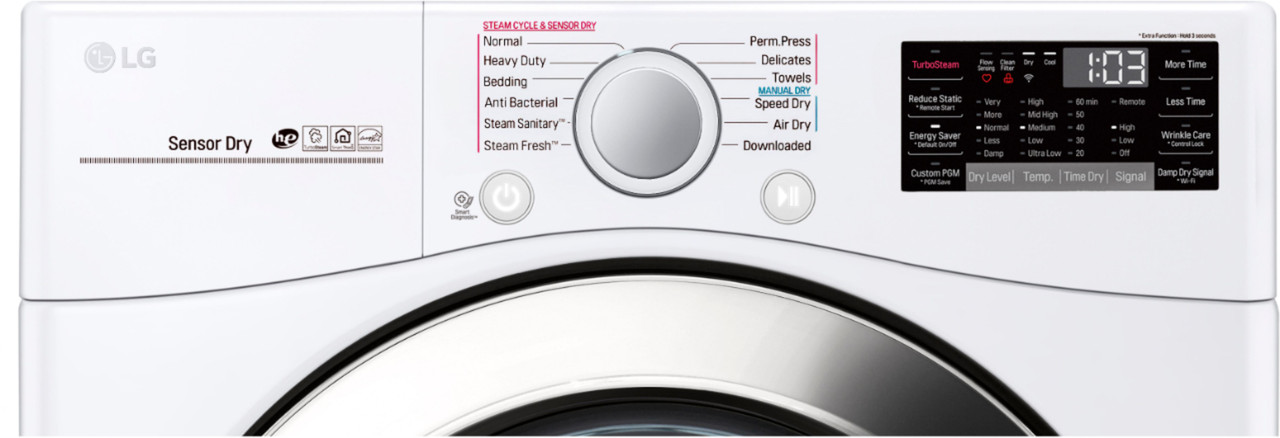 LG - 7.4 Cu. Ft. 12-Cycle Smart Wi-Fi Gas SteamDryer with Sensor Dry and TurboSteam - White
