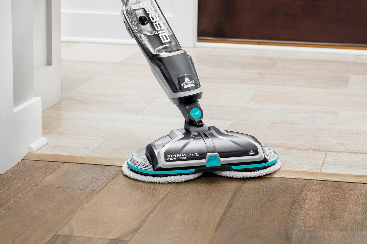 BISSELL - SpinWave Cordless Powered Mop - Titanium/Electric Blue