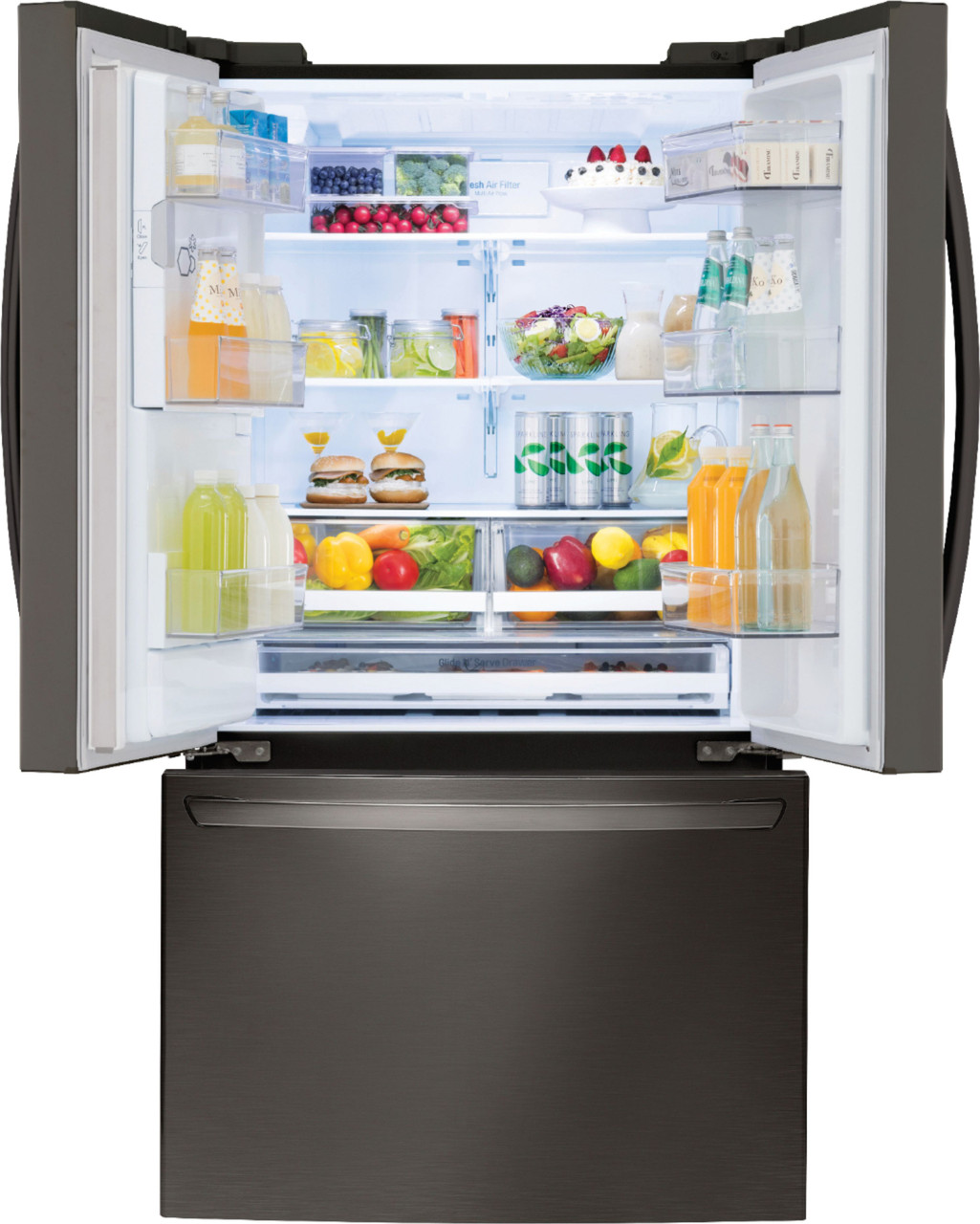 LG - 26.2 Cu. Ft. French Door Smart Wi-Fi Enabled Refrigerator - PrintProof Black Stainless Steel