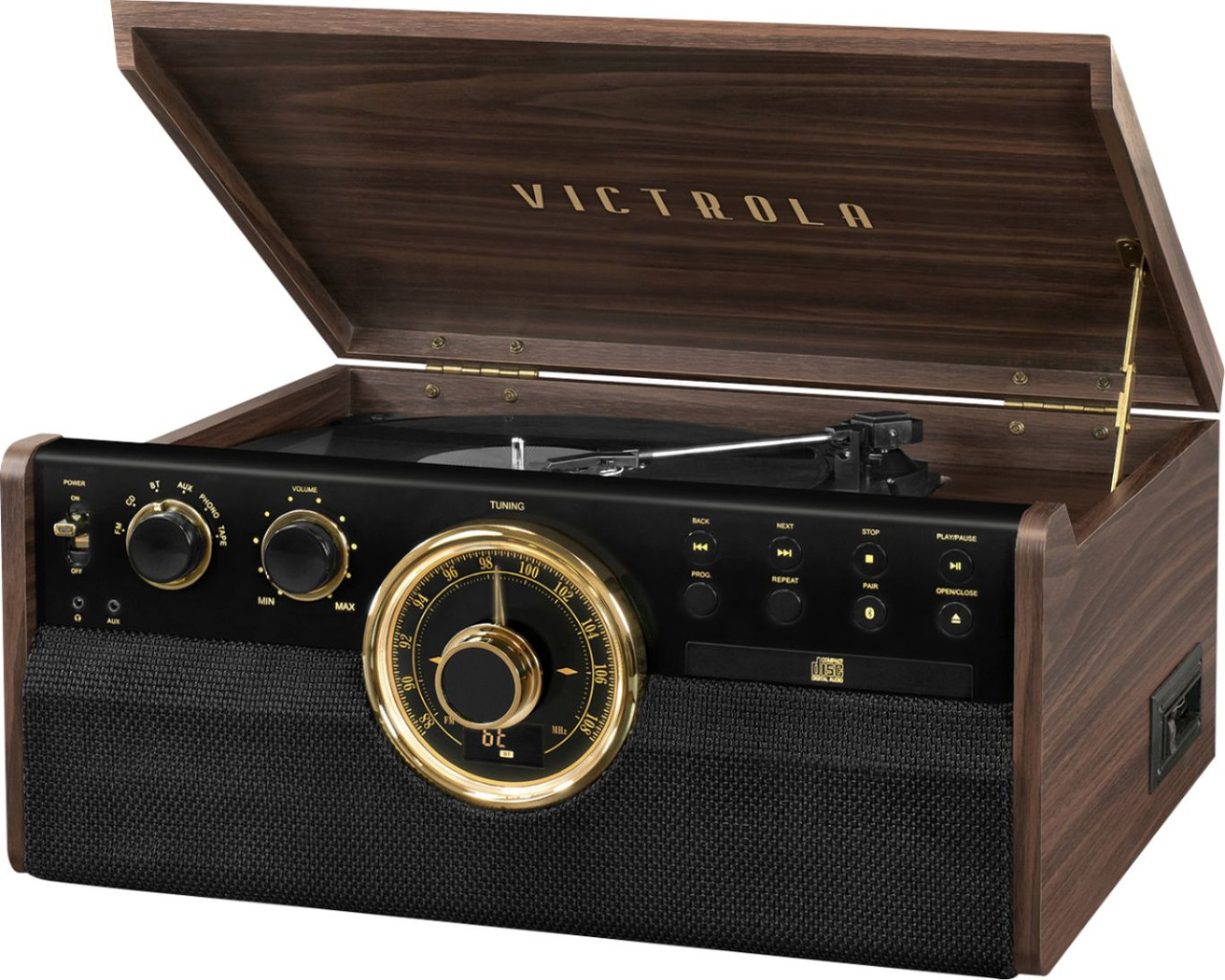 Victrola - Bluetooth Stereo Audio System - Gold/Brown/Black