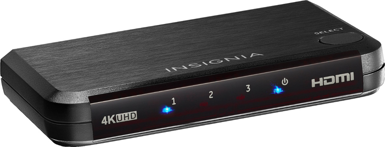 Insignia™ - 3-Port HDMI Switch with 4K and HDR Pass-Through - Black