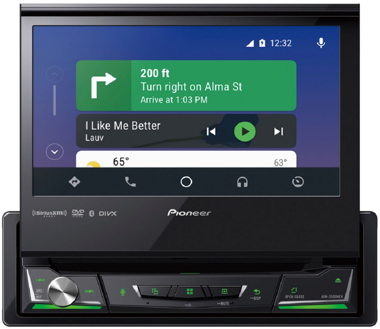 Pioneer - In-Dash CD/DVD Receiver - Built-in Bluetooth - Satellite Radio-Ready - Black