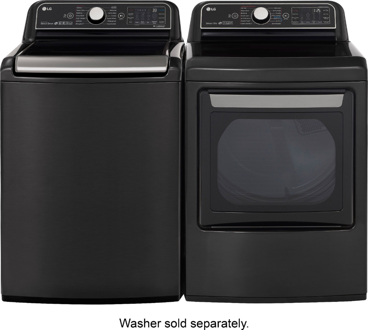 LG - 7.3 Cu. Ft. 14-Cycle Electric Dryer with Steam - Black Steel