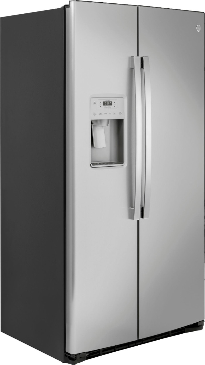 GE - 21.8 Cu. Ft. Side-by-Side Counter-Depth Refrigerator - Stainless steel