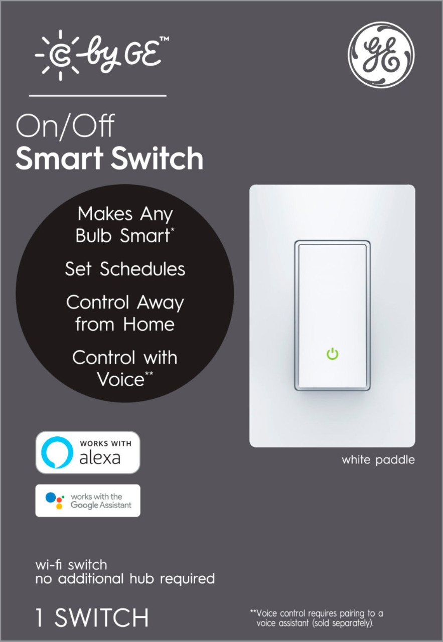 C by GE - Wi-Fi Smart Switch-Paddle - White