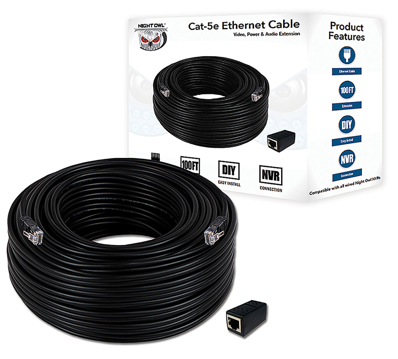 Night Owl - 100' Cat-5e Network Cable - Black