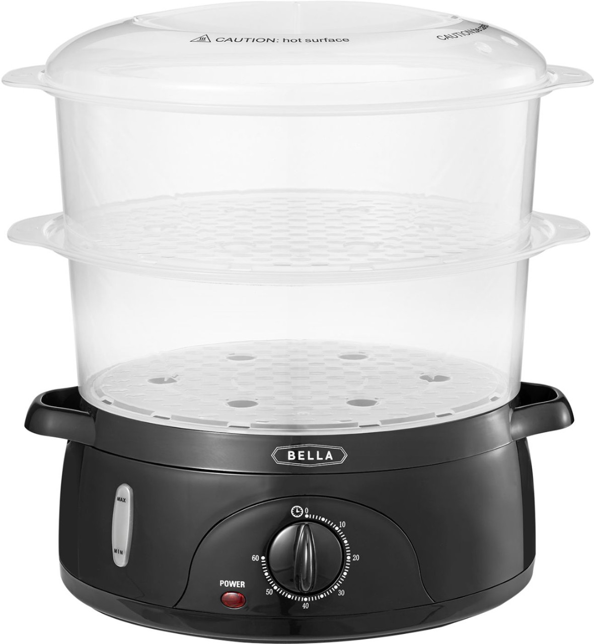 Bella - 9.5-Qt. 3-Tier Food Steamer - Black/Clear