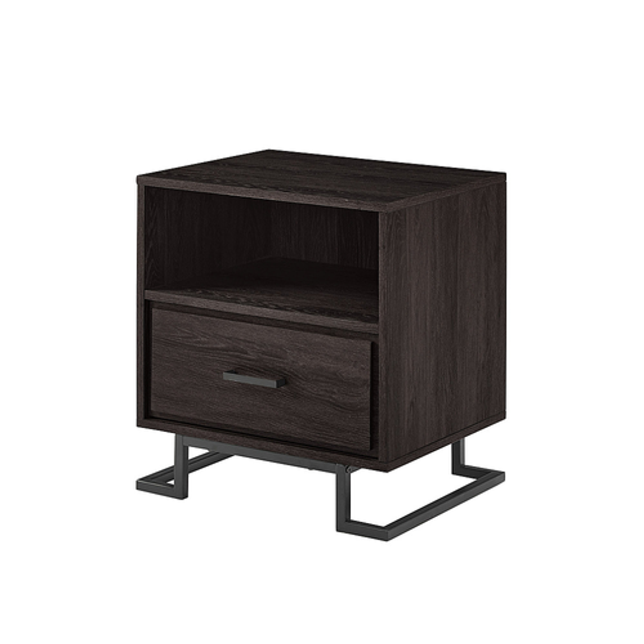 Walker Edison - Contemporary 1-Drawer Metal and Wood Nightstand - Charcoal