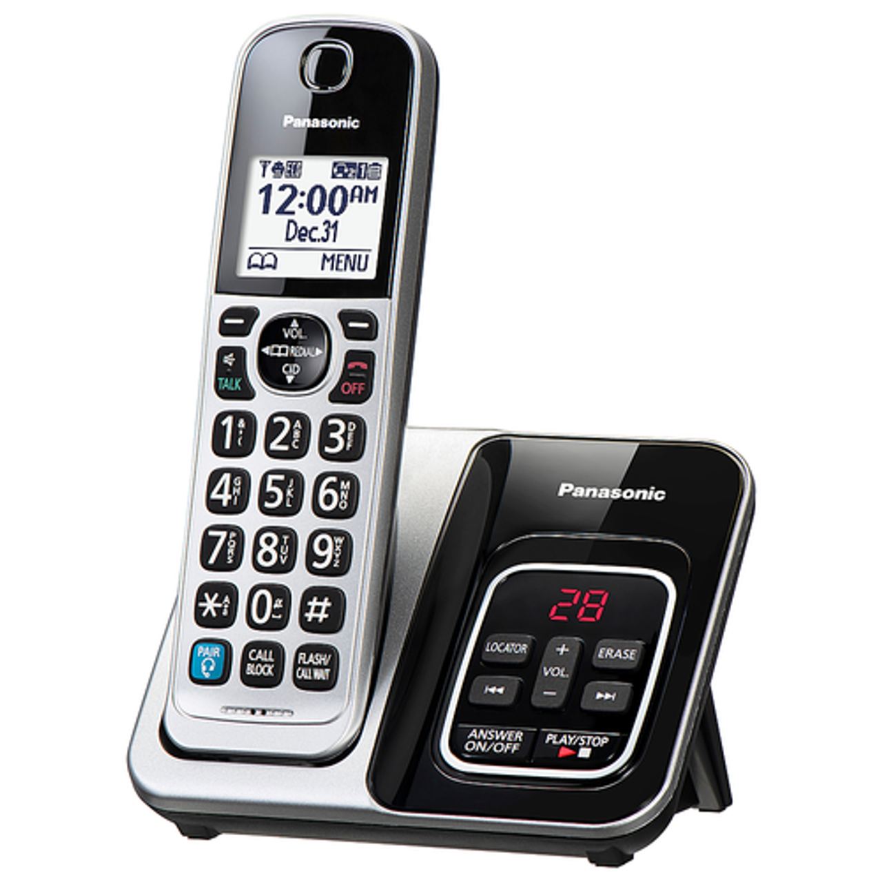 Panasonic - KX-TGD890S DECT 6.0 Expandable Cordless Phone System with Bluetooth Pairing for Wireless Headphones - Silver