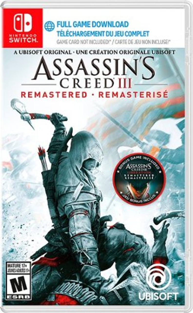 Assassin's Creed 3 Remastered (Code in Box) Remastered Edition - Nintendo Switch, Nintendo Switch (OLED Model), Nintendo Switch Lite