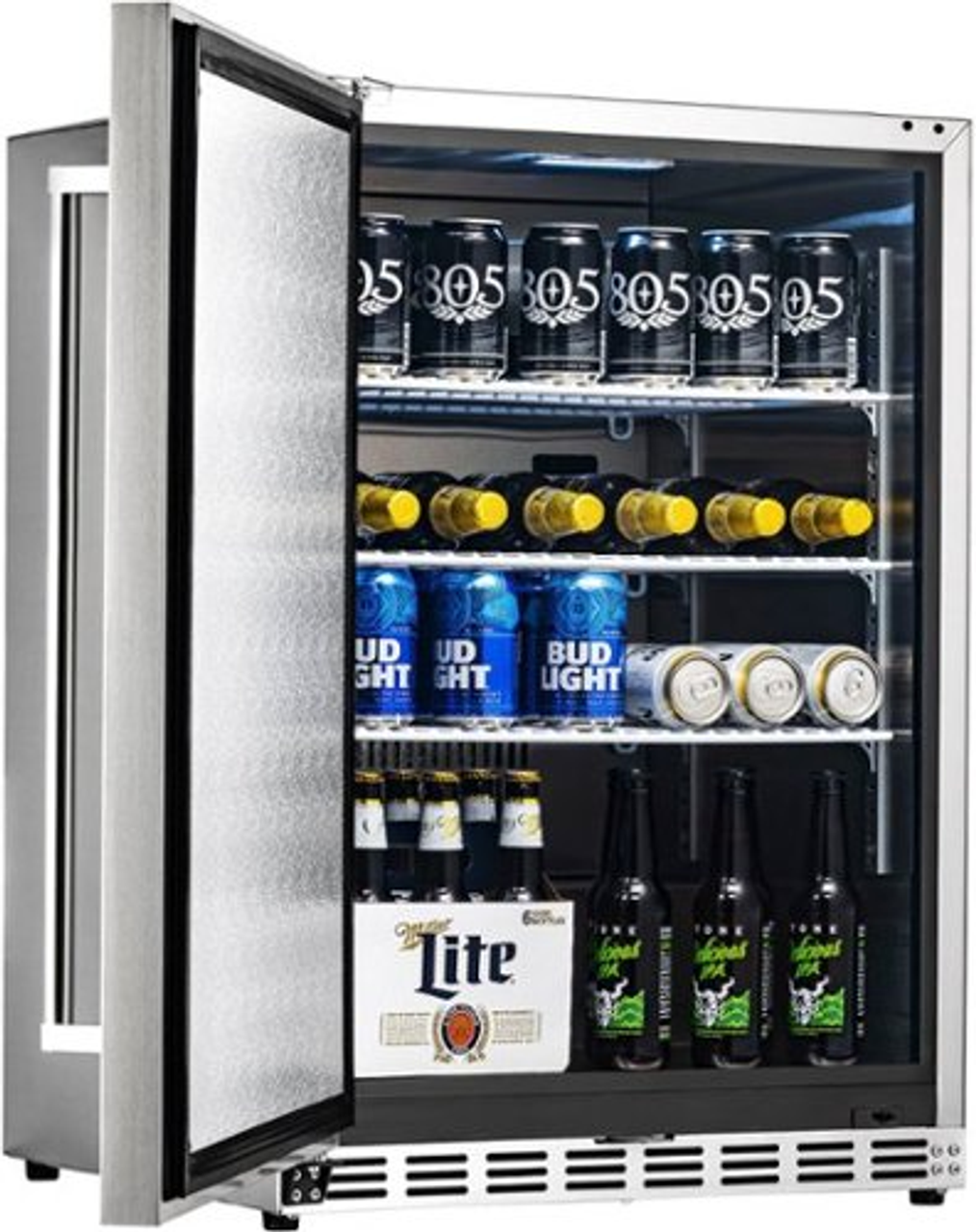 NewAir - 5.3 Cu. Ft. Built-in Commercial Grade Wine and Beverage Fridge,  ENERGY STAR, Fingerprint Resistant, Self-Closing Door - Stainless steel