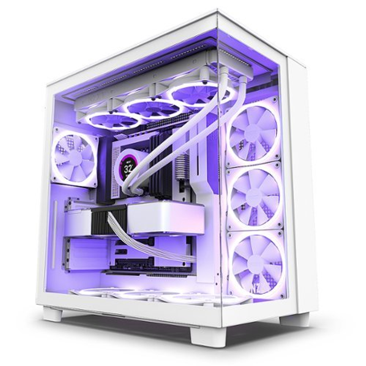 NZXT - H9 Flow ATX Dual-Chamber Midtower Air-Flow Case - White