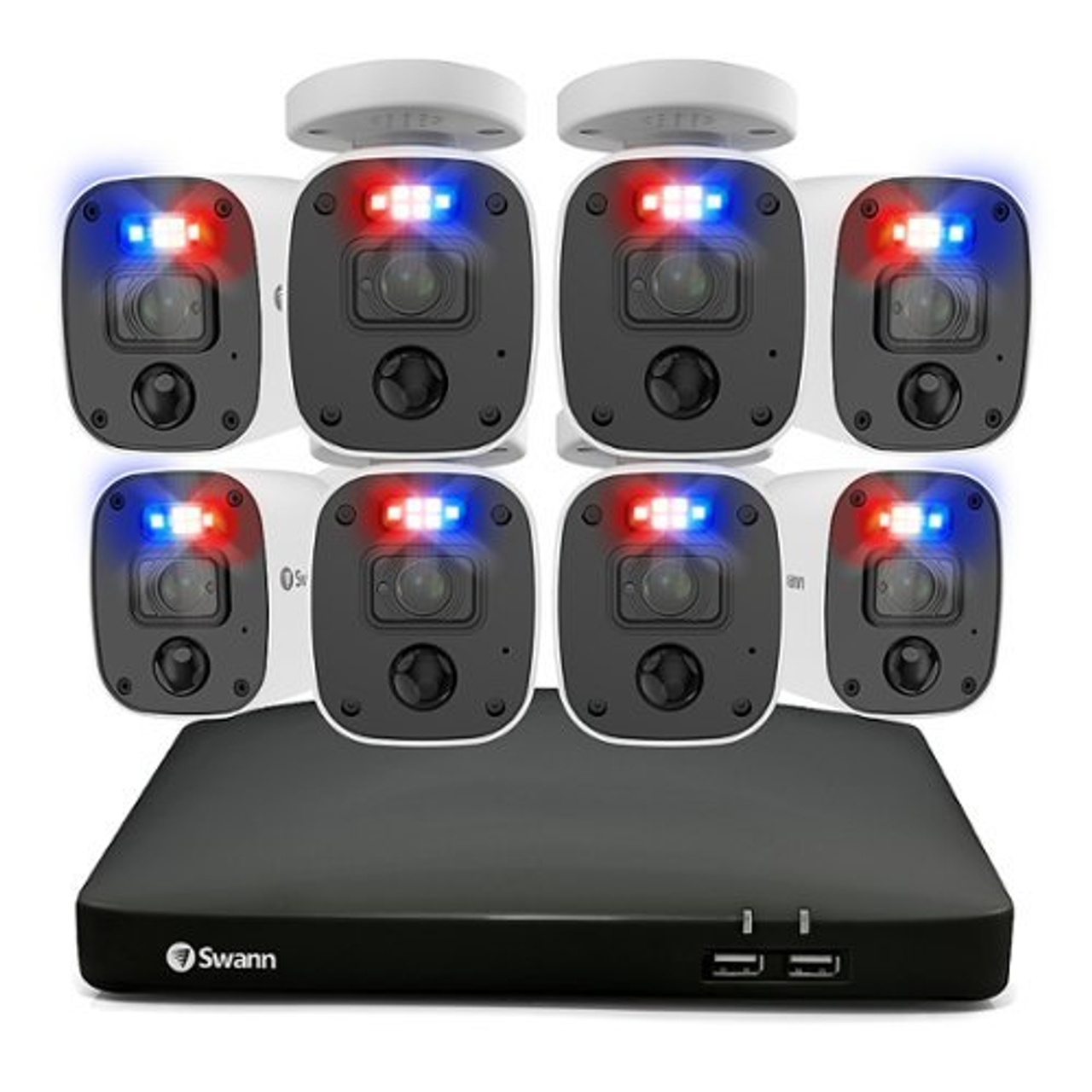 Swann - Enforcer  8 Channel, 8 Camera Indoor/Outdoor Wired 4K Ultra HD 2TB DVR Security System with 1-Way Audio over Coax