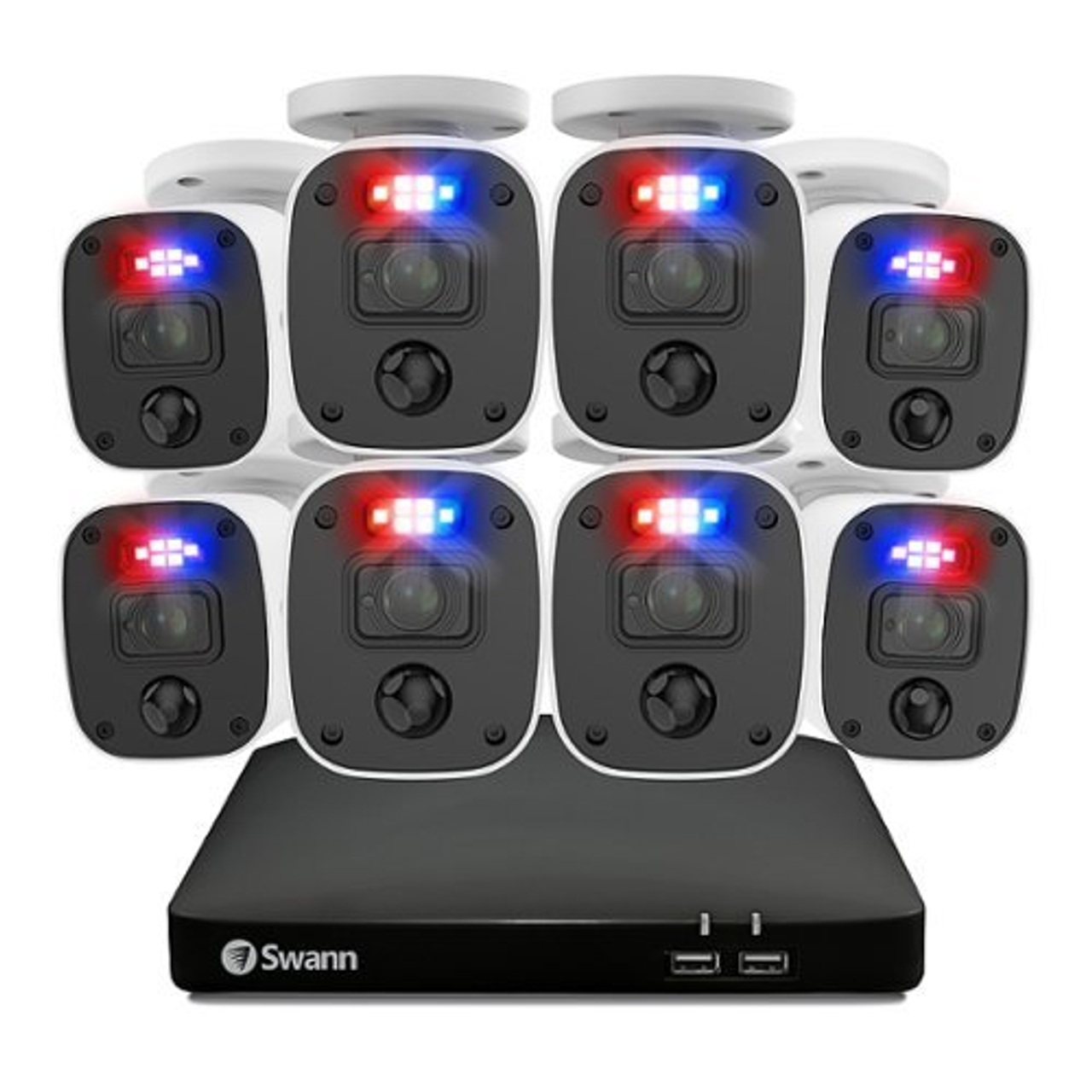 Swann - Enforcer 8 Channel,  8 Camera Indoor/Outdoor, Wired 1080p 1TB HD DVR Security System with 1-Way Audio over Coax