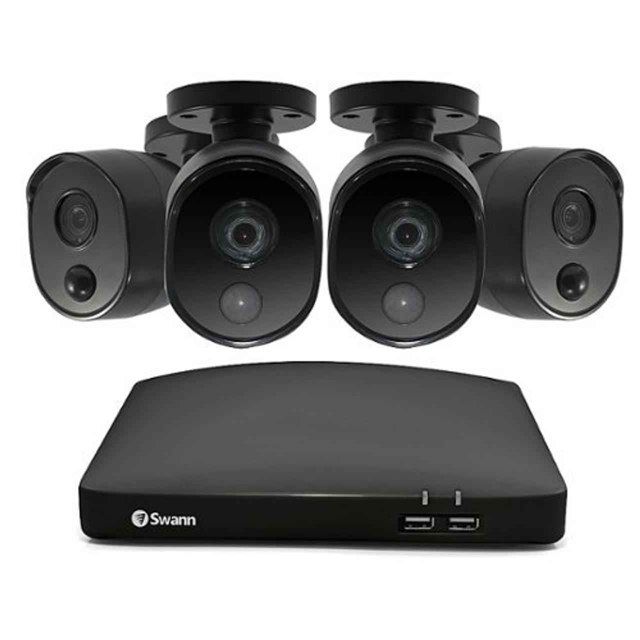 Swann - 4 Channel, 4 Bullet Camera,  Indoor/Outdoor, Wired 1080p Full HD DVR Security System with 64GB Micro SD Card