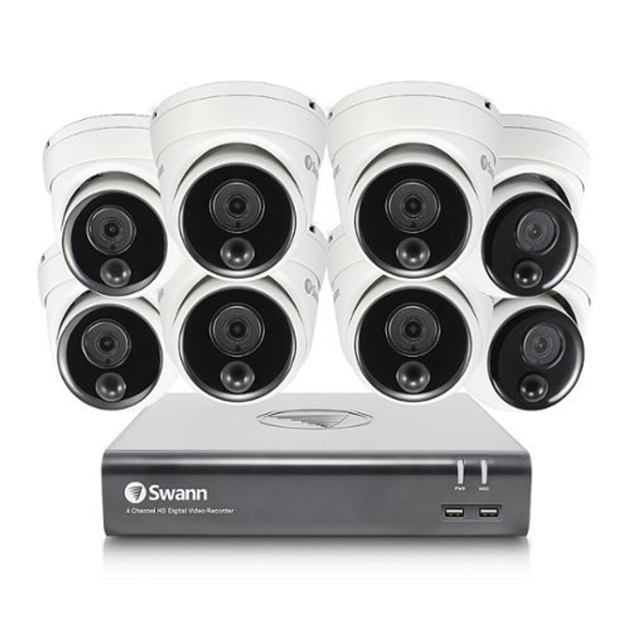 Swann - 8 Channel, 8 Dome Camera Indoor/Outdoor Wired 1080p Full HD 1TB DVR Security System