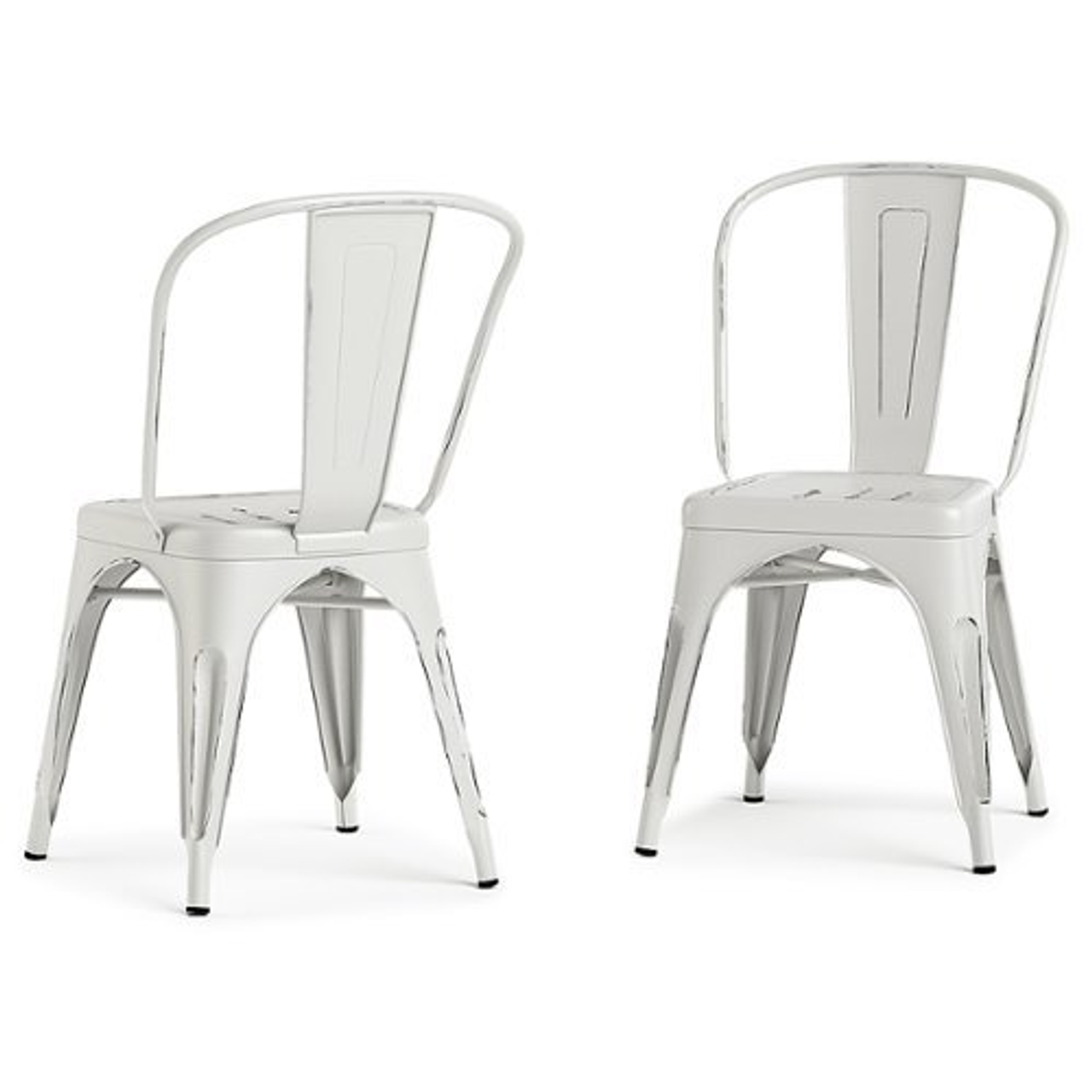 Simpli Home - Fletcher Metal Dining Side Chair (Set of 2) - Distressed White