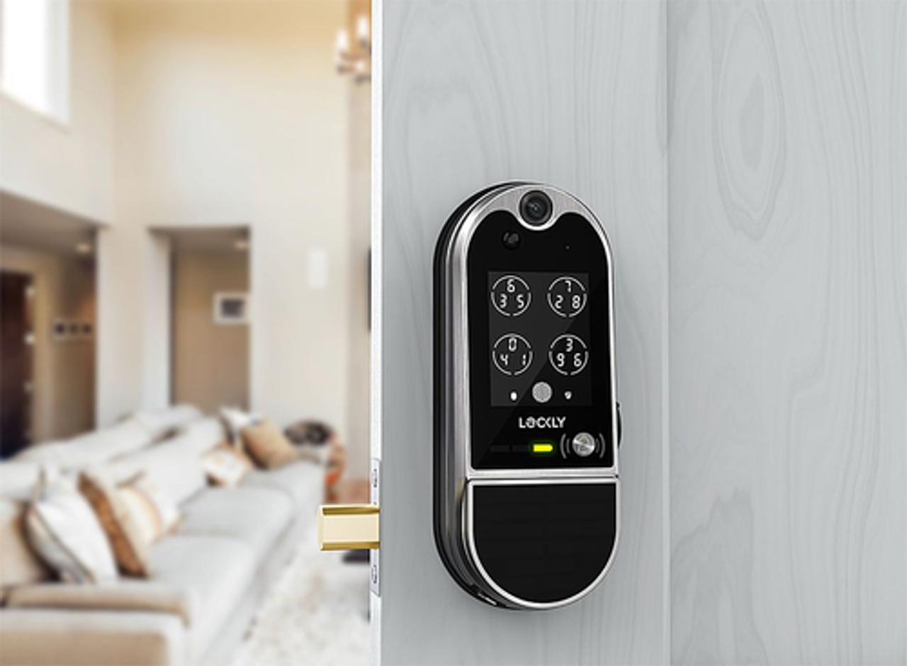 Lockly - Vision Elite Smart Lock Deadbolt with App/Electronic Guest/Key/Touchscreen - Satin Nickel
