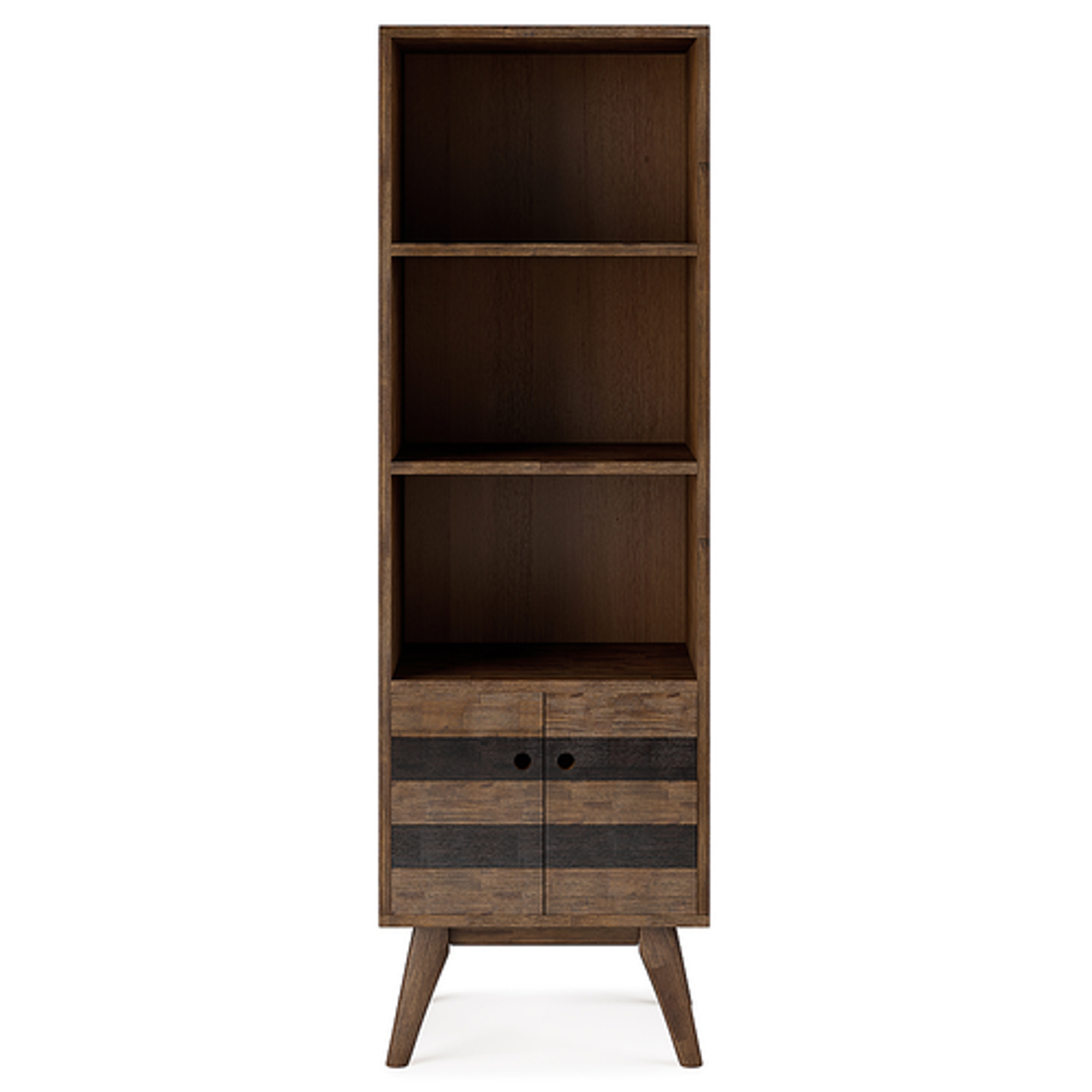 Simpli Home - Clarkson Bookcase with Storage - Rustic Natural Aged Brown