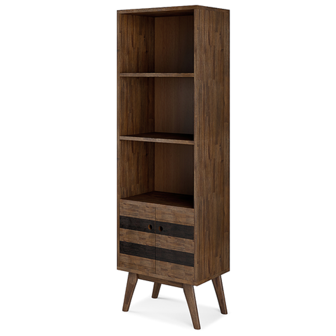 Simpli Home - Clarkson Bookcase with Storage - Rustic Natural Aged Brown