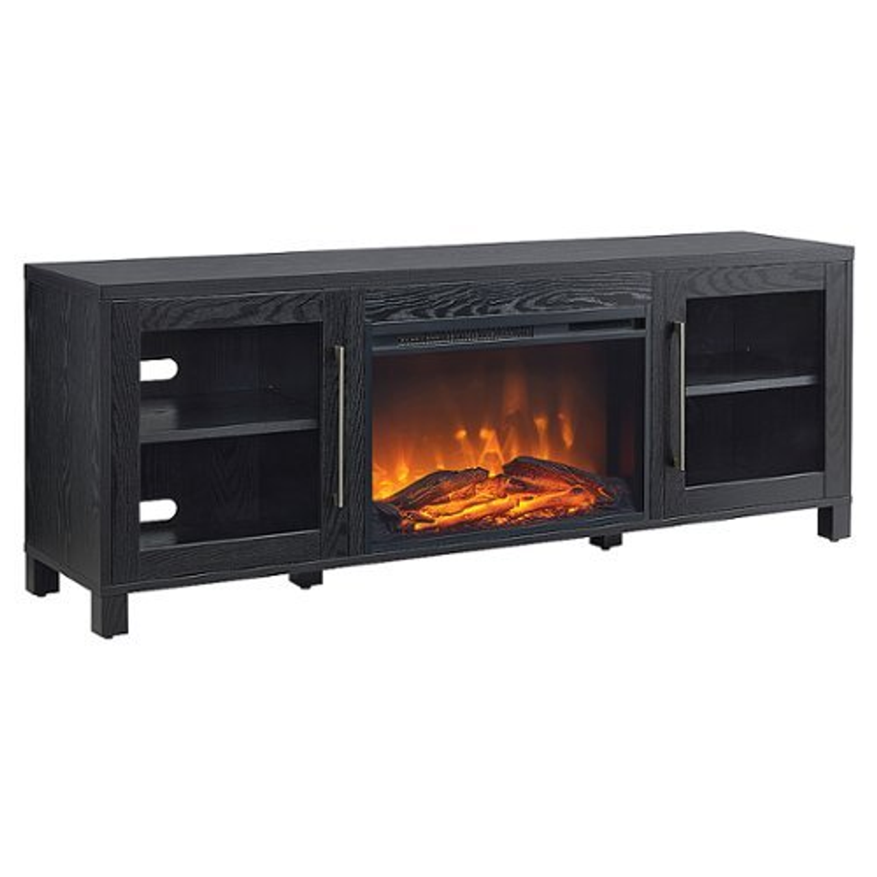 Camden&Wells - Quincy Log Fireplace for Most TVs up to 80" - Black Grain