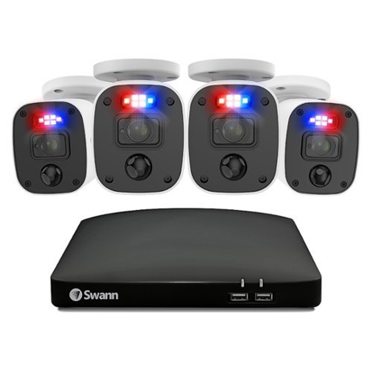 Swann - Enforcer 8 Channel, 4 Camera Indoor/Outdoor, Wired 1080p 1TB HD DVR Security System with 1-Way Audio over Coax