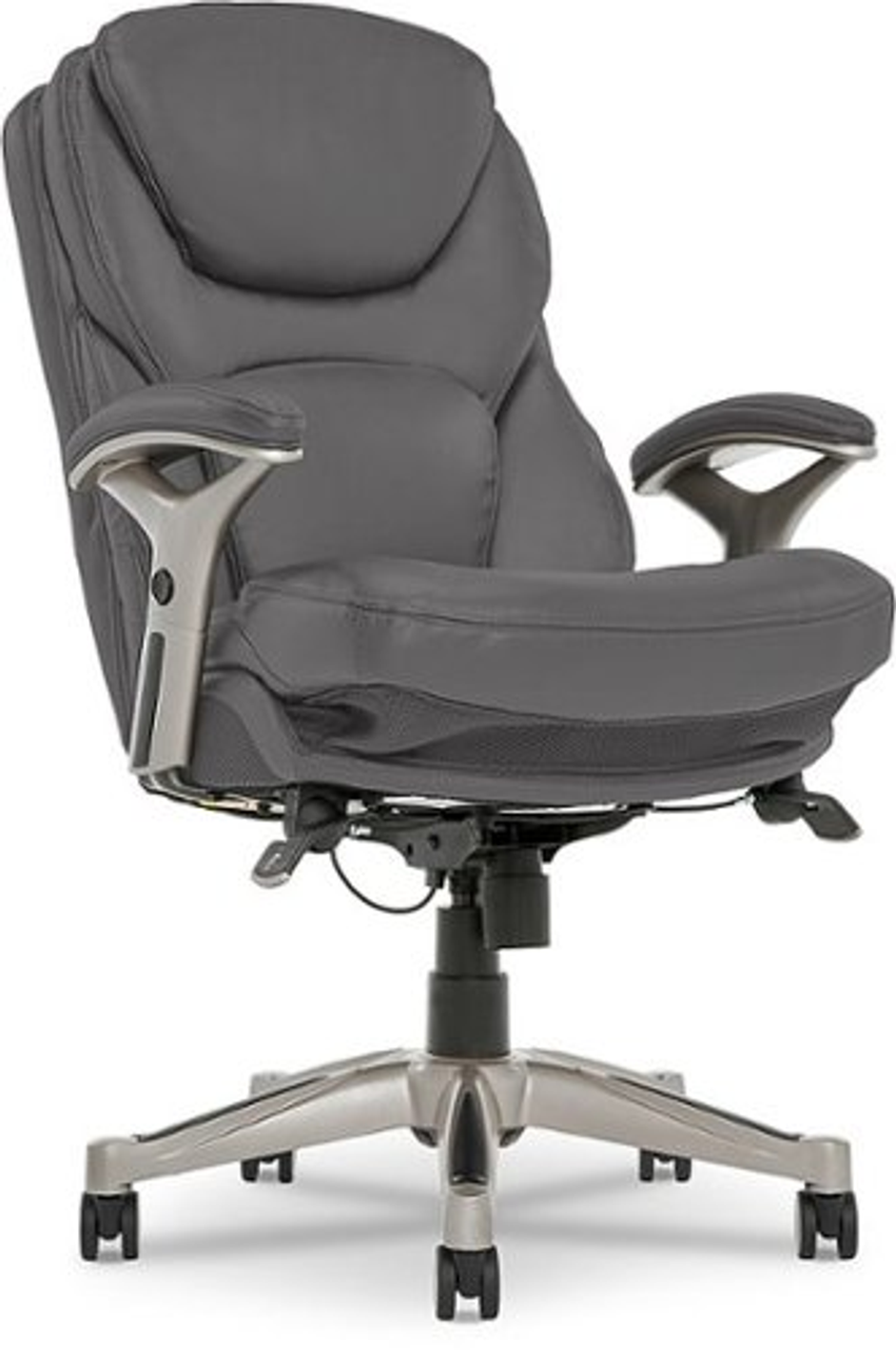 Serta - Back in Motion Health & Wellness Office Chair with Adjustable Arms - Bonded Leather - Gray